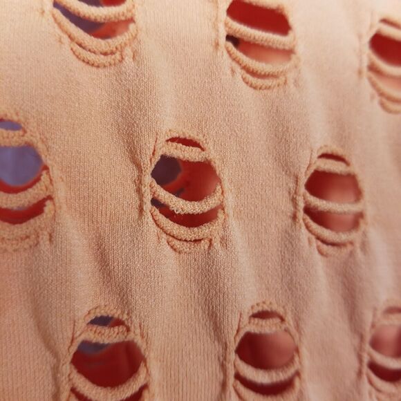 Maisie Wilen Orange Laser-Cut Perforated Orange Midi Bodycon Dress One Size - Picture 14 of 14